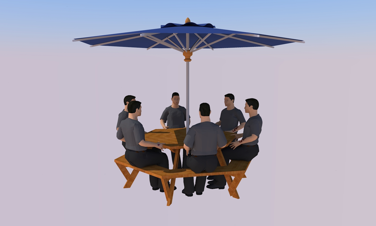 Hexagonal picnic table